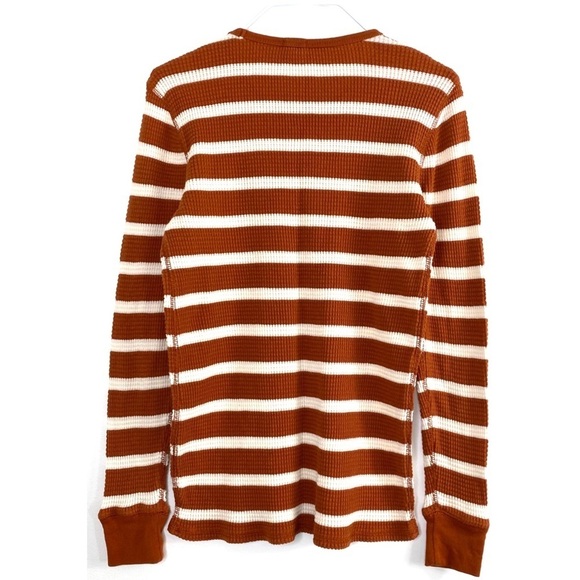 J.crew Striped Waffle Knit Long Sleeve Thermal Shirt Rustic Orange Style 58407 - Picture 4 of 10